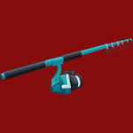 蓝色钓鱼竿与卷线器组合