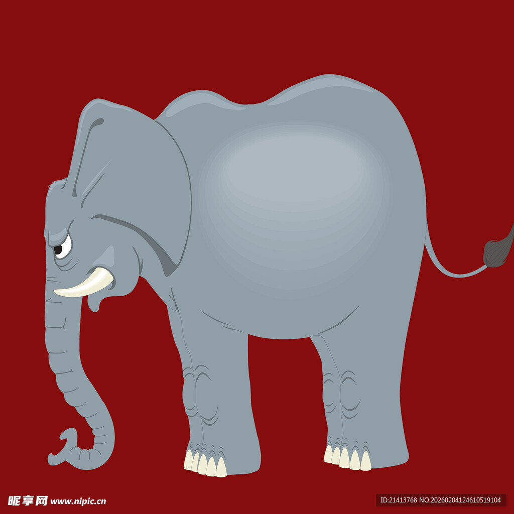红色背景上的卡通大象