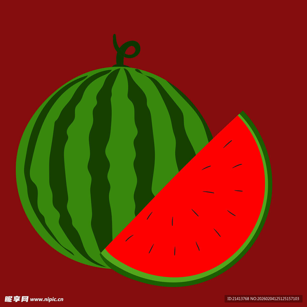 卡通西瓜与切片