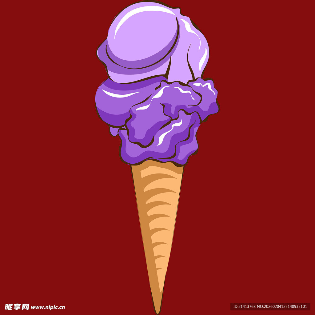 紫色美味冰淇淋甜筒