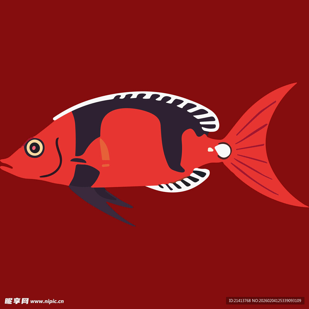 红色条纹鱼插画