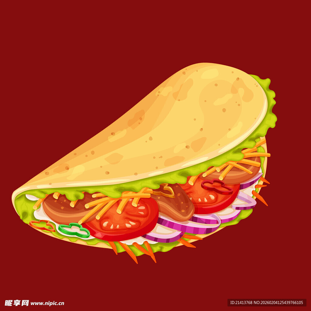 美味墨西哥卷饼插画