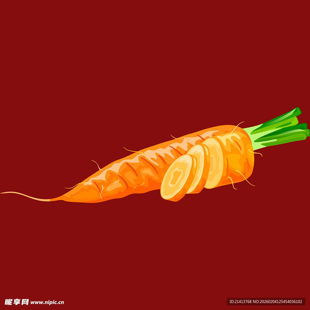 新鲜胡萝卜切片展示