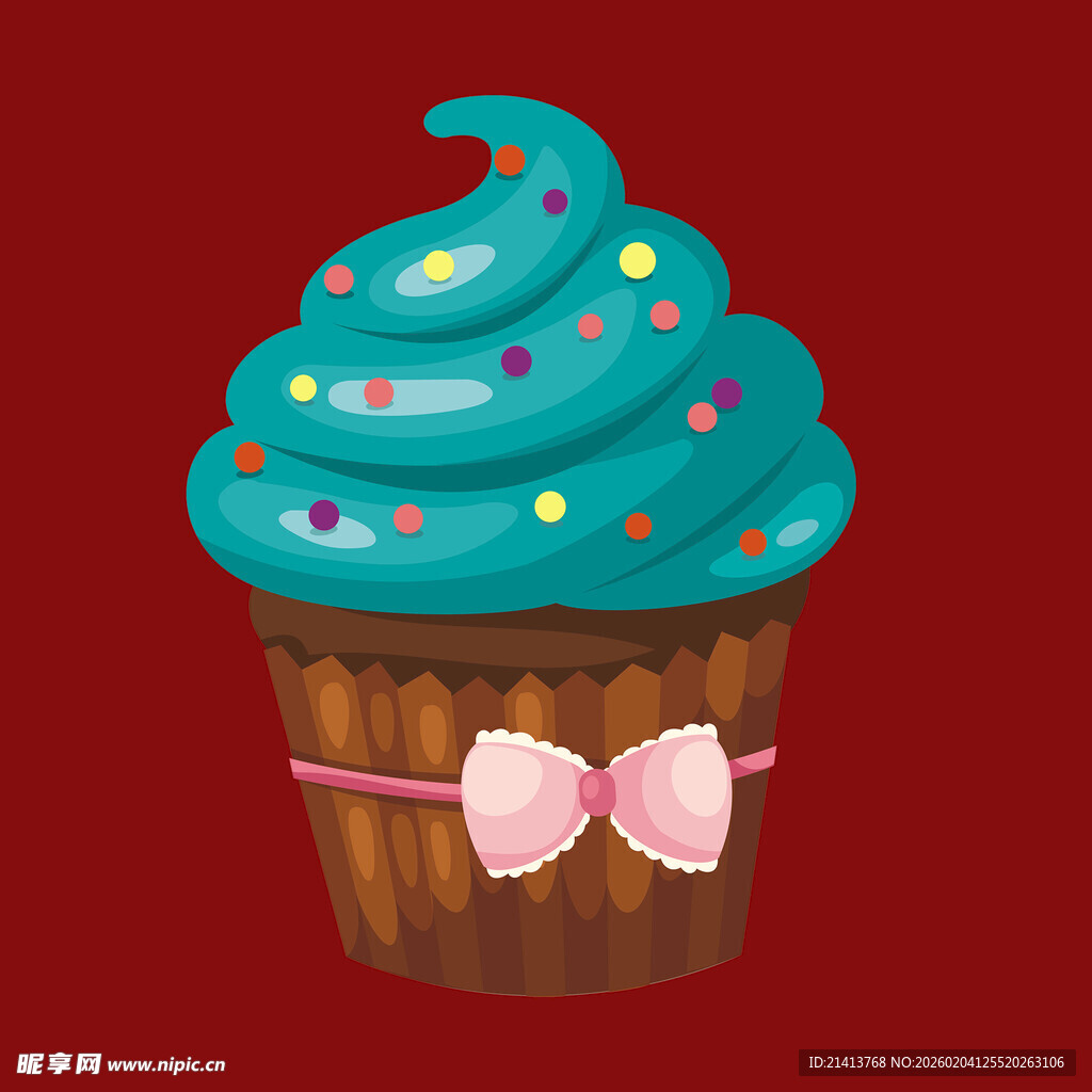 蓝色糖霜蝴蝶结纸杯蛋糕