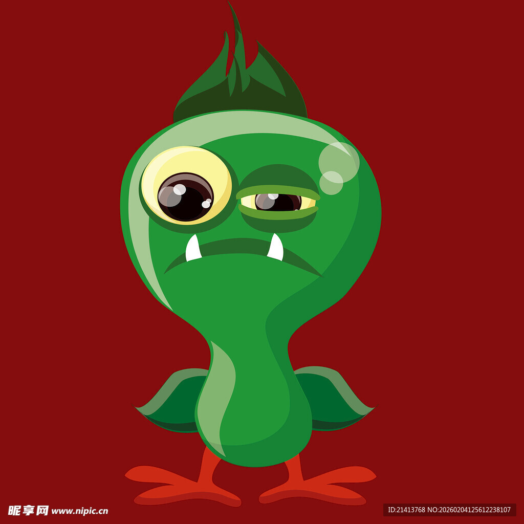 绿色独眼小怪兽形象
