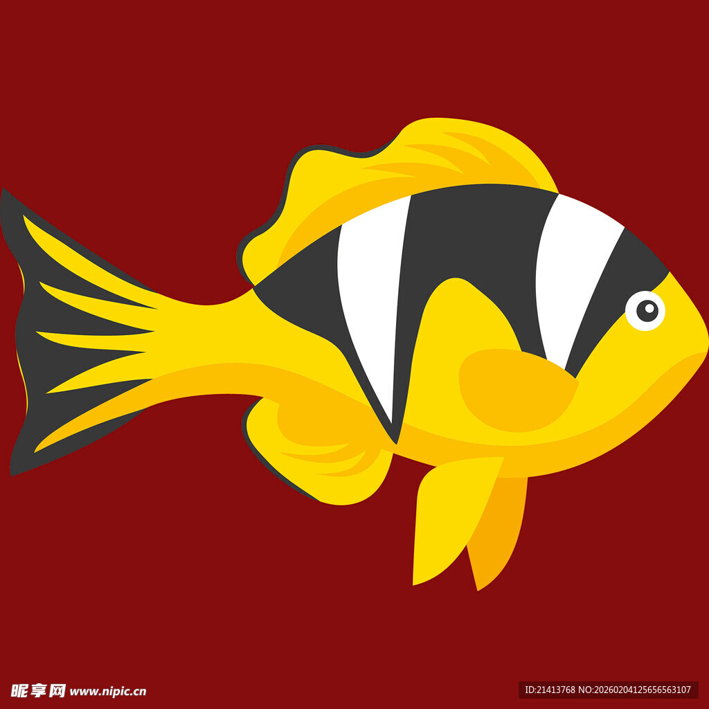 黄色条纹小鱼插画