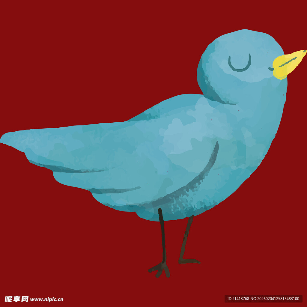 蓝色小鸟闭眼休憩