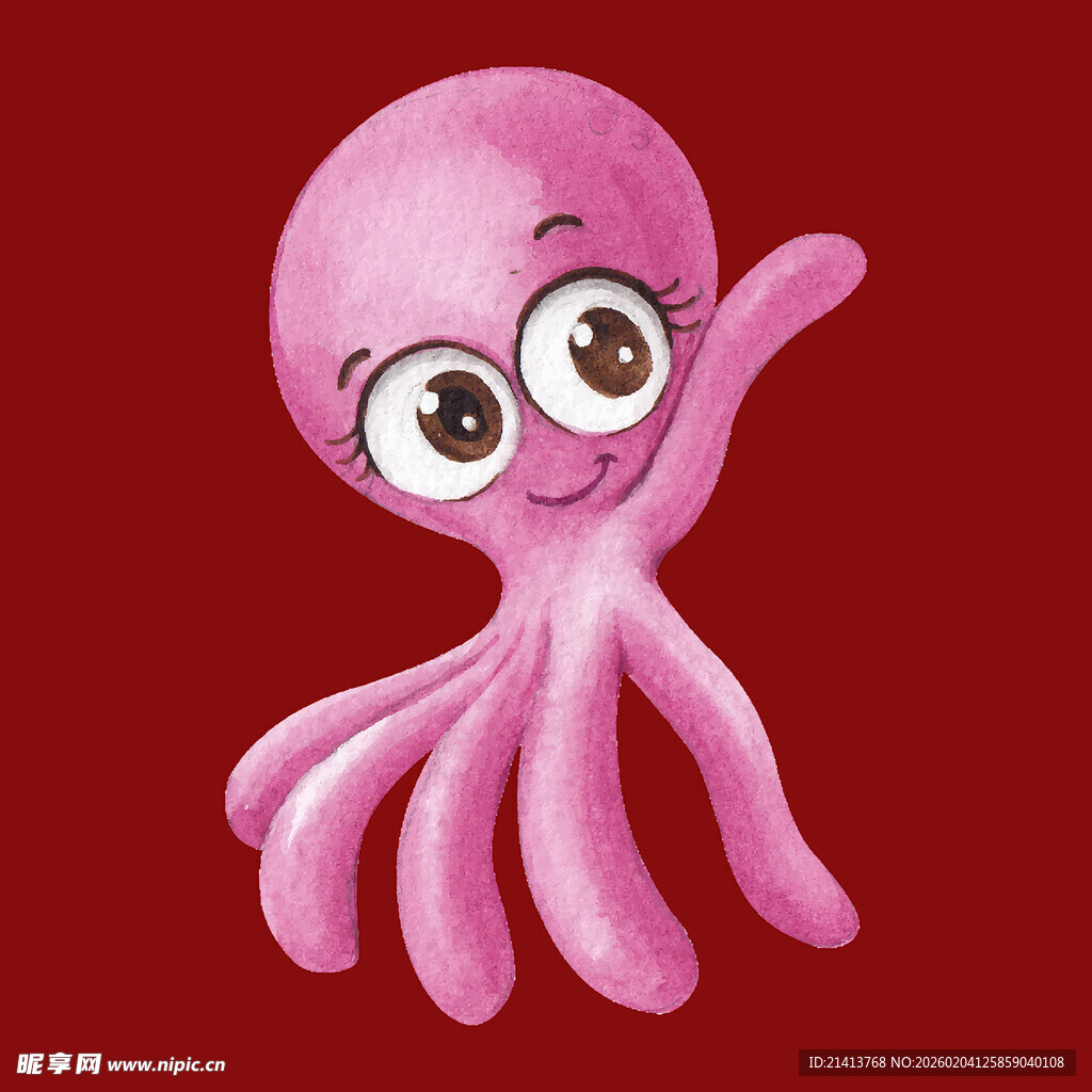可爱粉色章鱼卡通形象