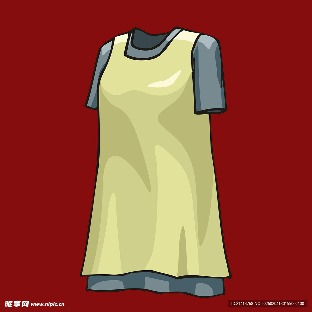 黄色短袖连衣裙插画