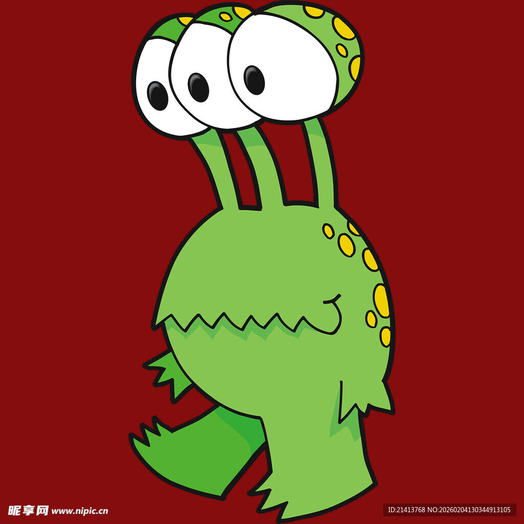 绿色三眼卡通小怪兽