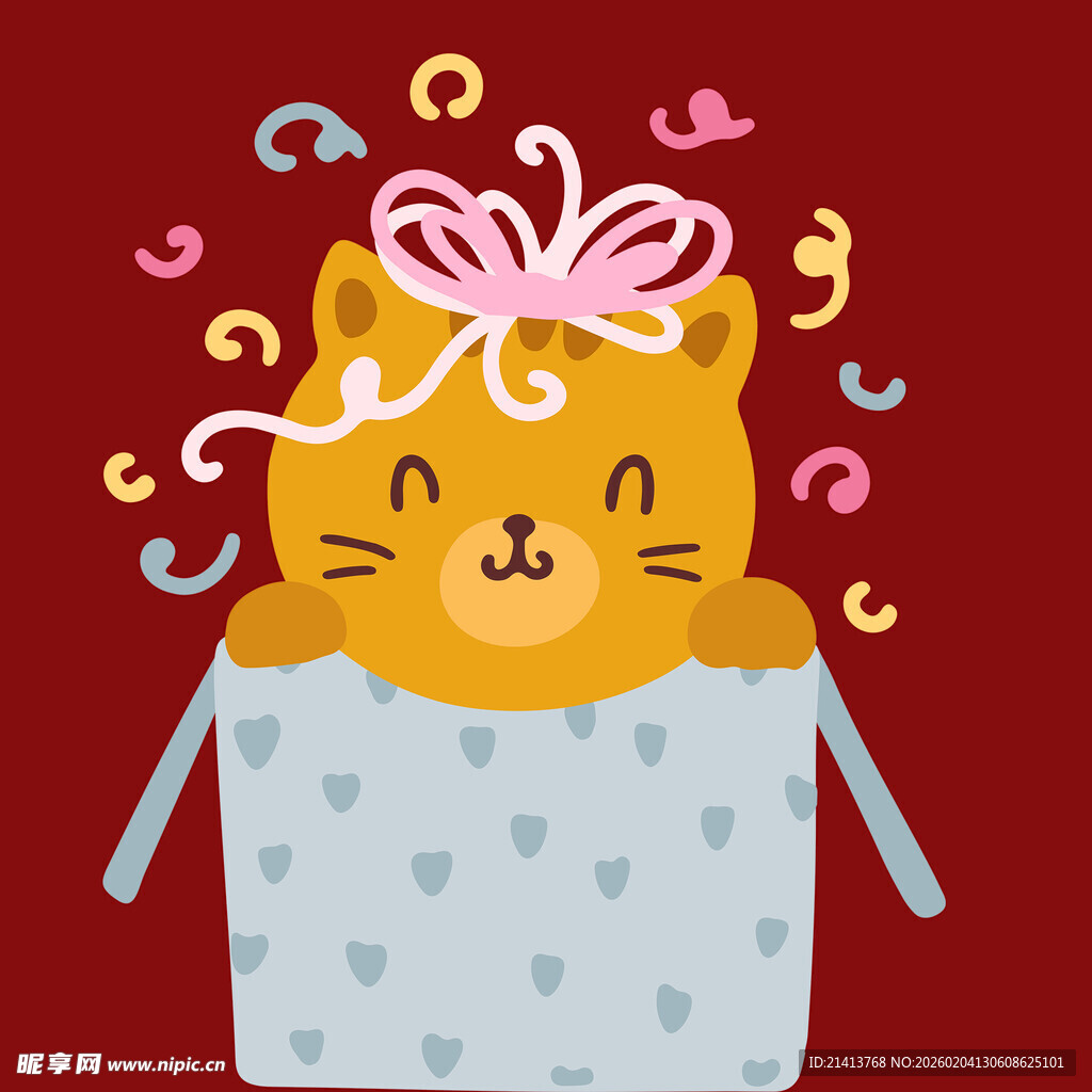 礼盒中的可爱猫咪