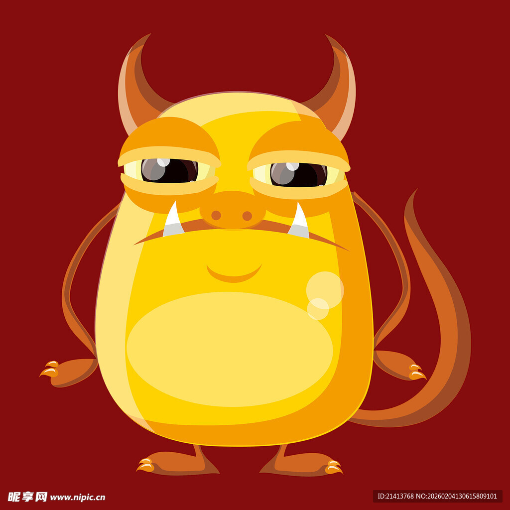 可爱黄色小怪兽形象