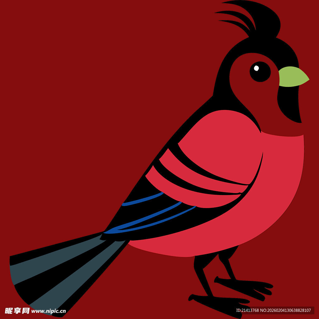 红色小鸟插画