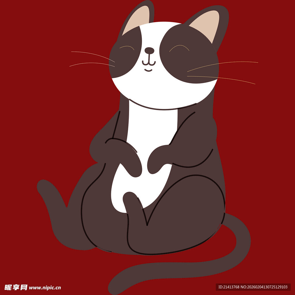 坐着的可爱黑白猫咪