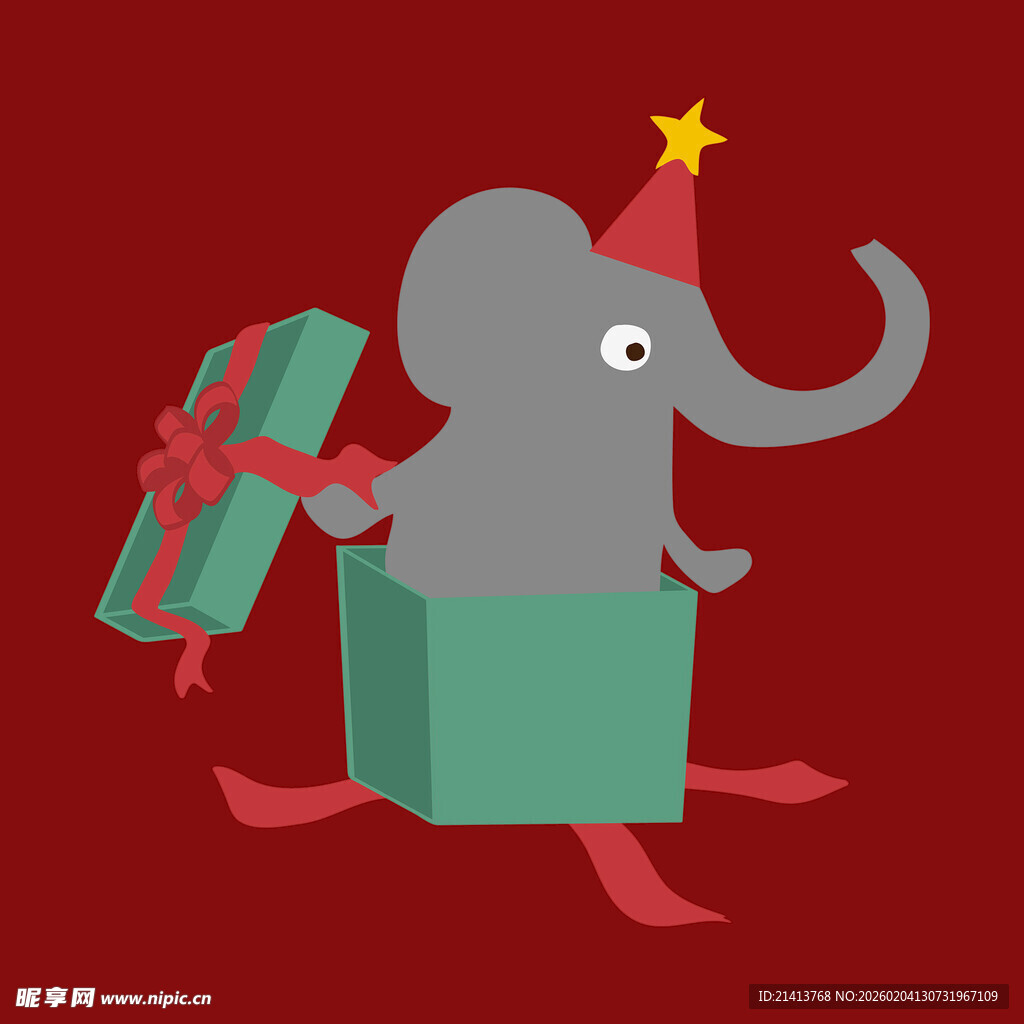 小象抱礼盒欢乐庆生