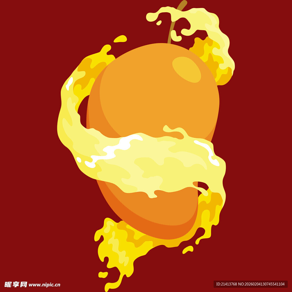 芒果果肉奶昔创意插画