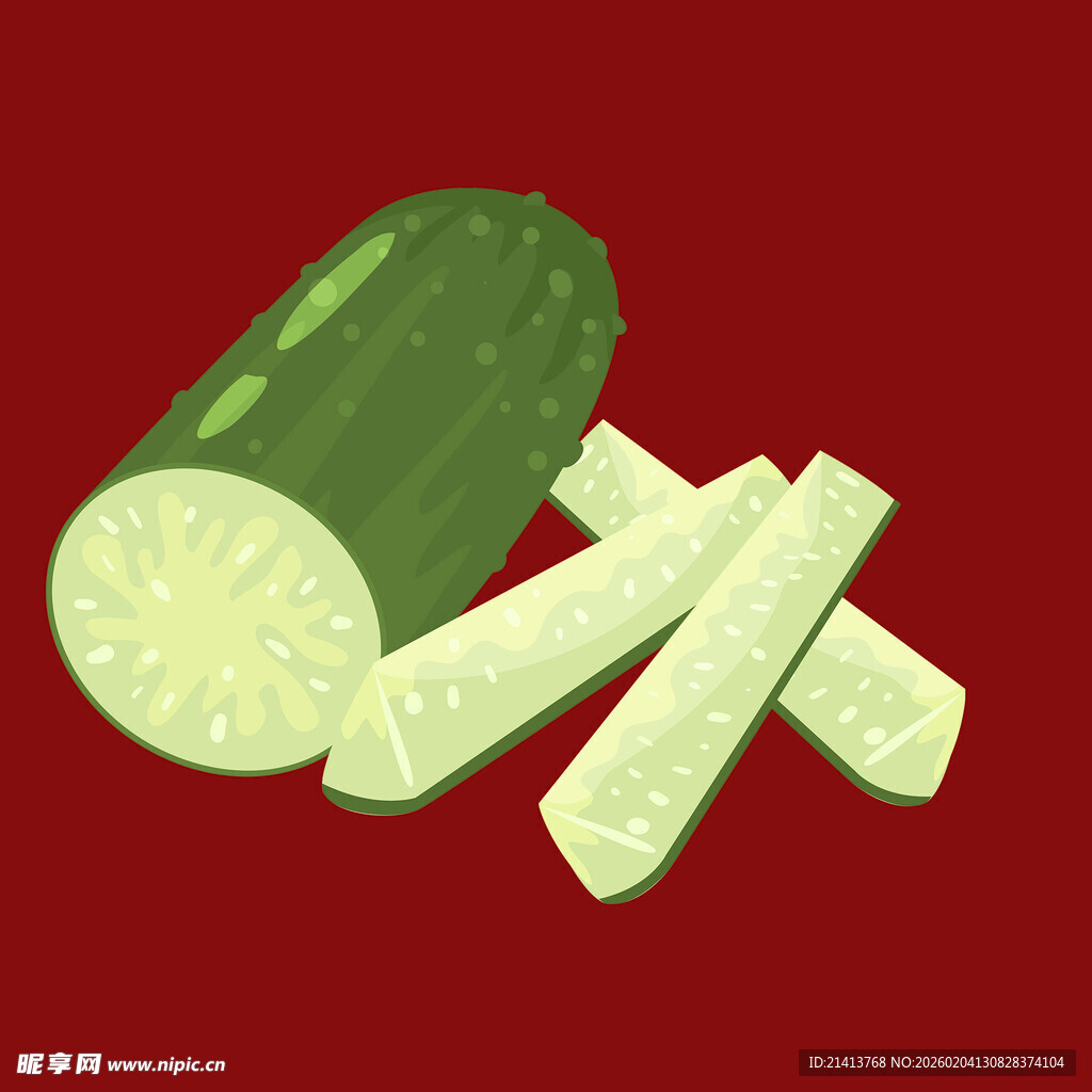 新鲜翠绿的黄瓜切片