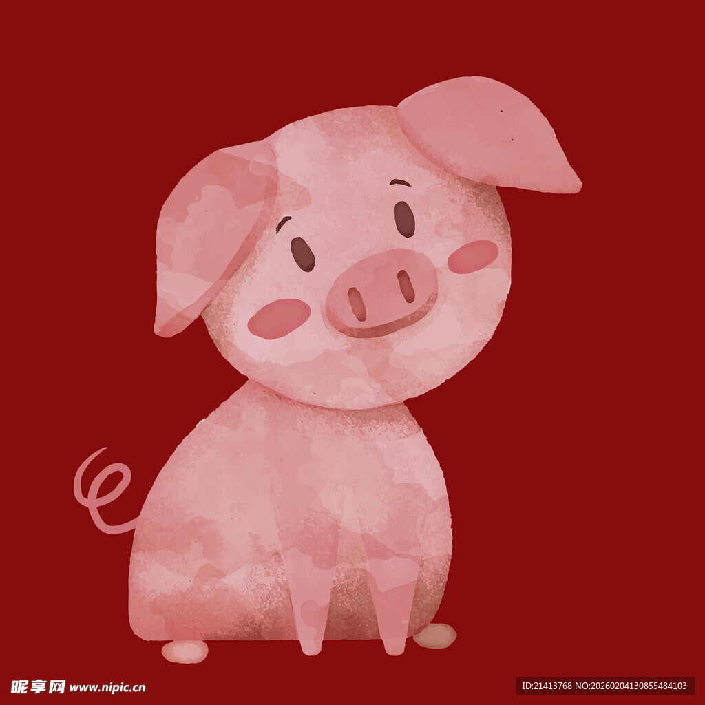可爱粉色小猪插画