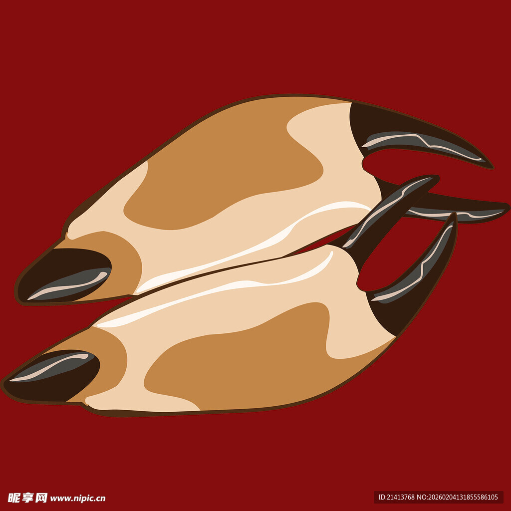 卡通风格动物蹄子插画