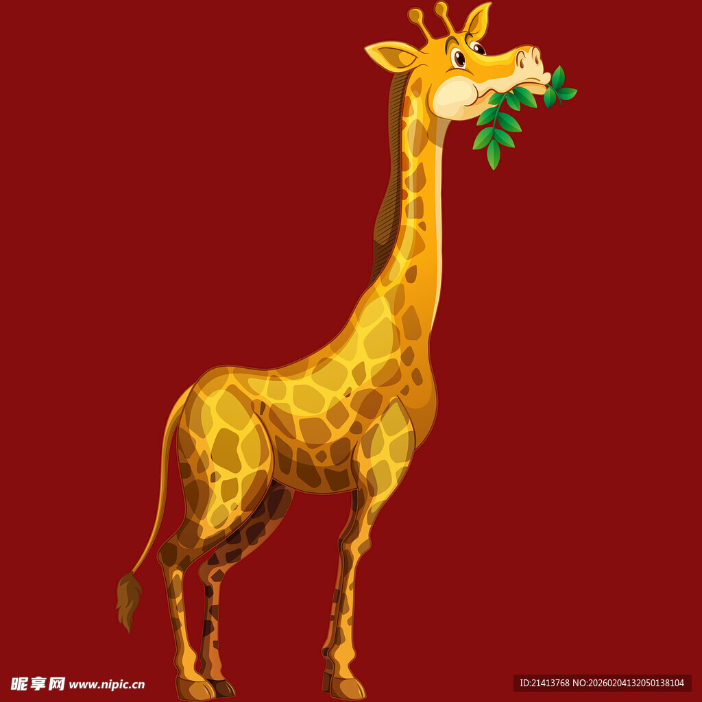 站立进食的长颈鹿