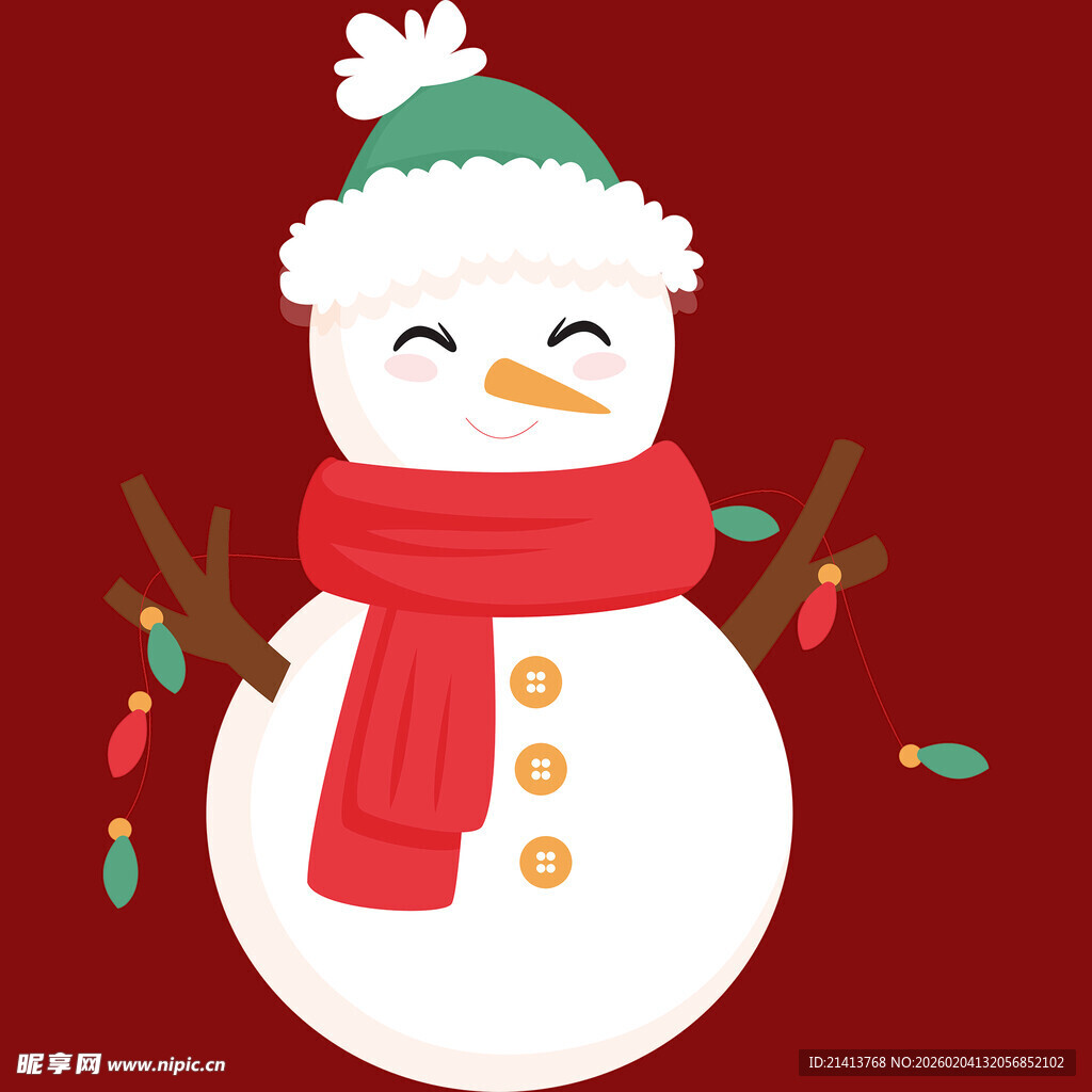 可爱雪人戴帽挂彩灯