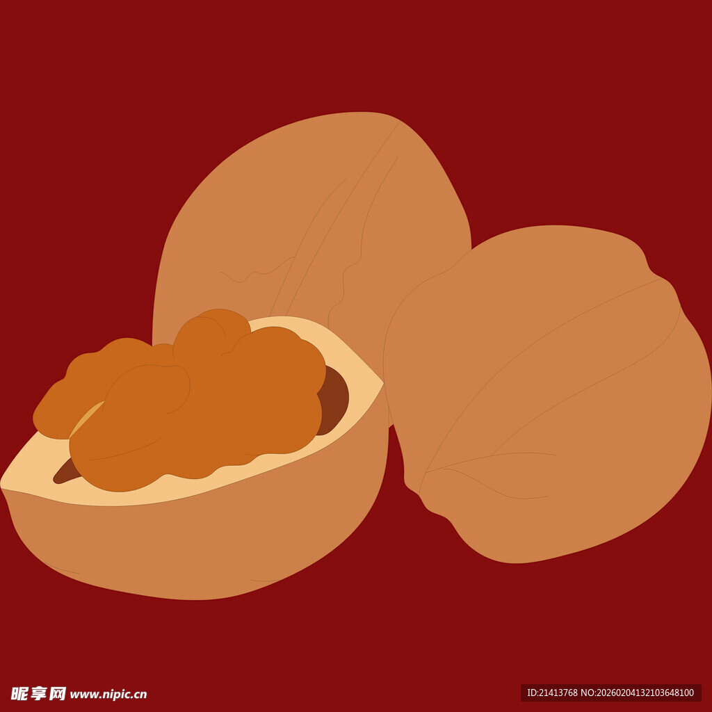 卡通风格的美味核桃