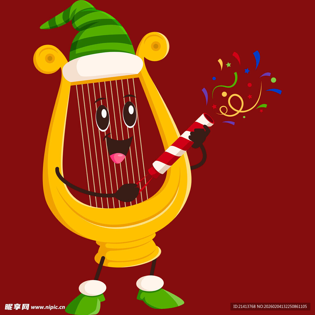 圣诞竖琴卡通形象