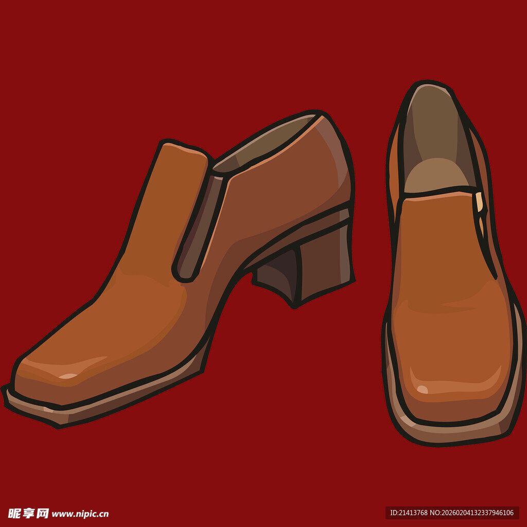 棕色高跟皮鞋插画