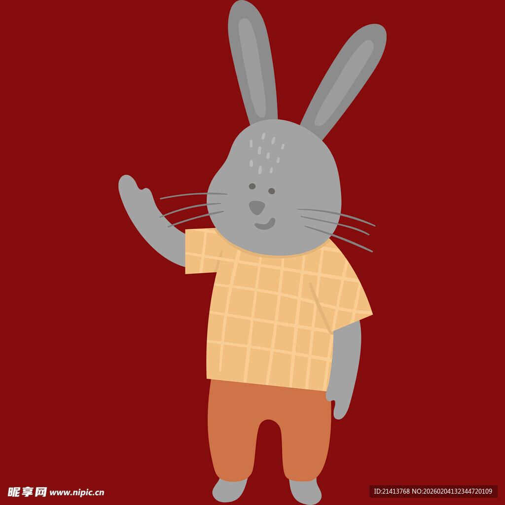 挥手的卡通兔子