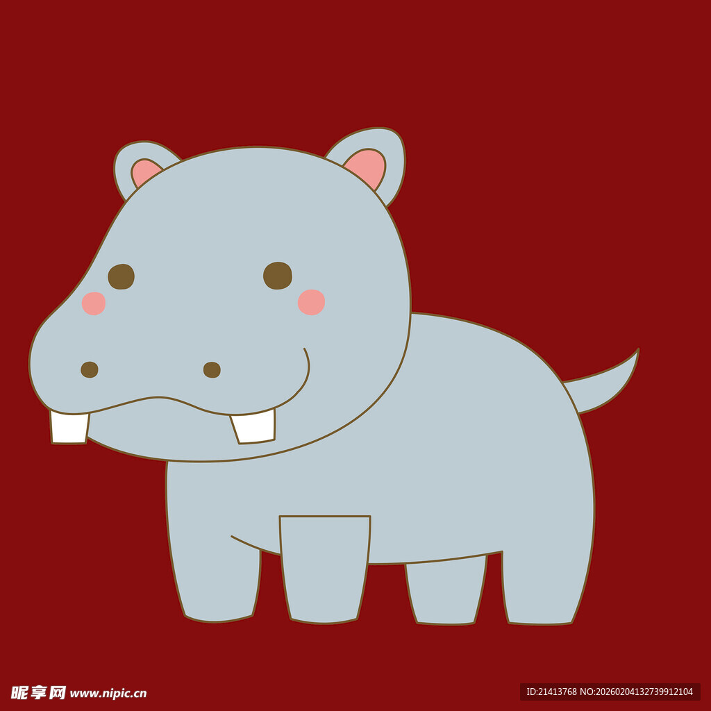 可爱卡通小河马形象