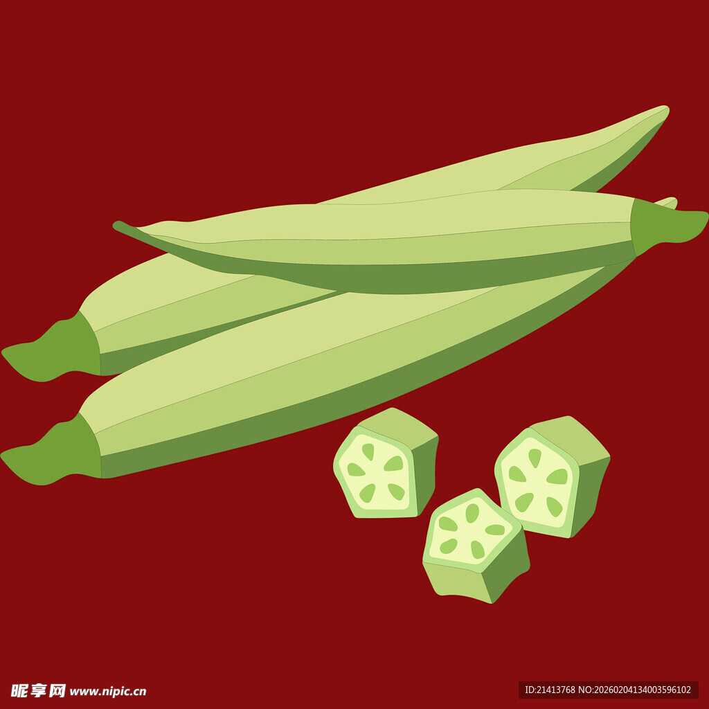 绿色秋葵插画展示