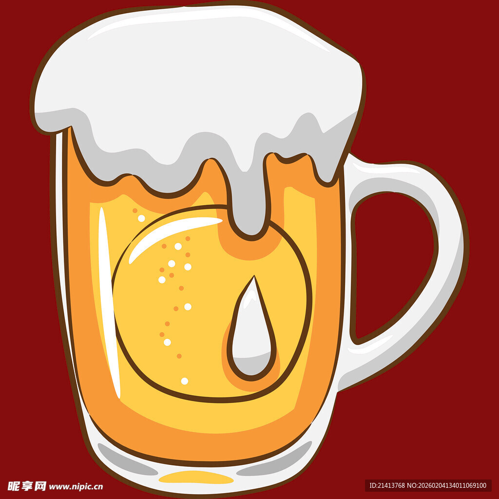 满溢泡沫的欢乐啤酒杯