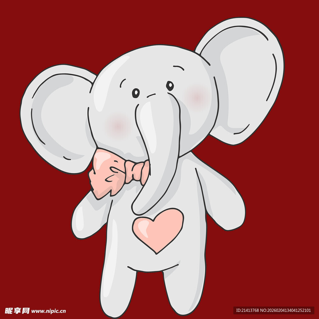 可爱小象玩偶粉色爱心装饰