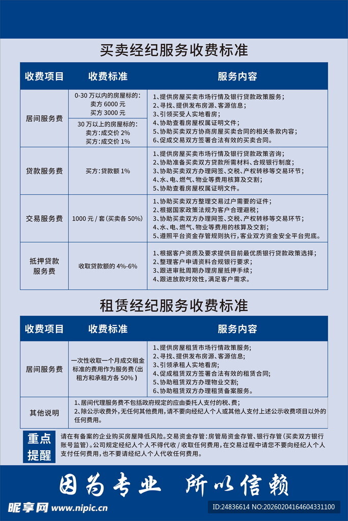 房产中介收费标准