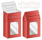 红色开窗纸盒设计图