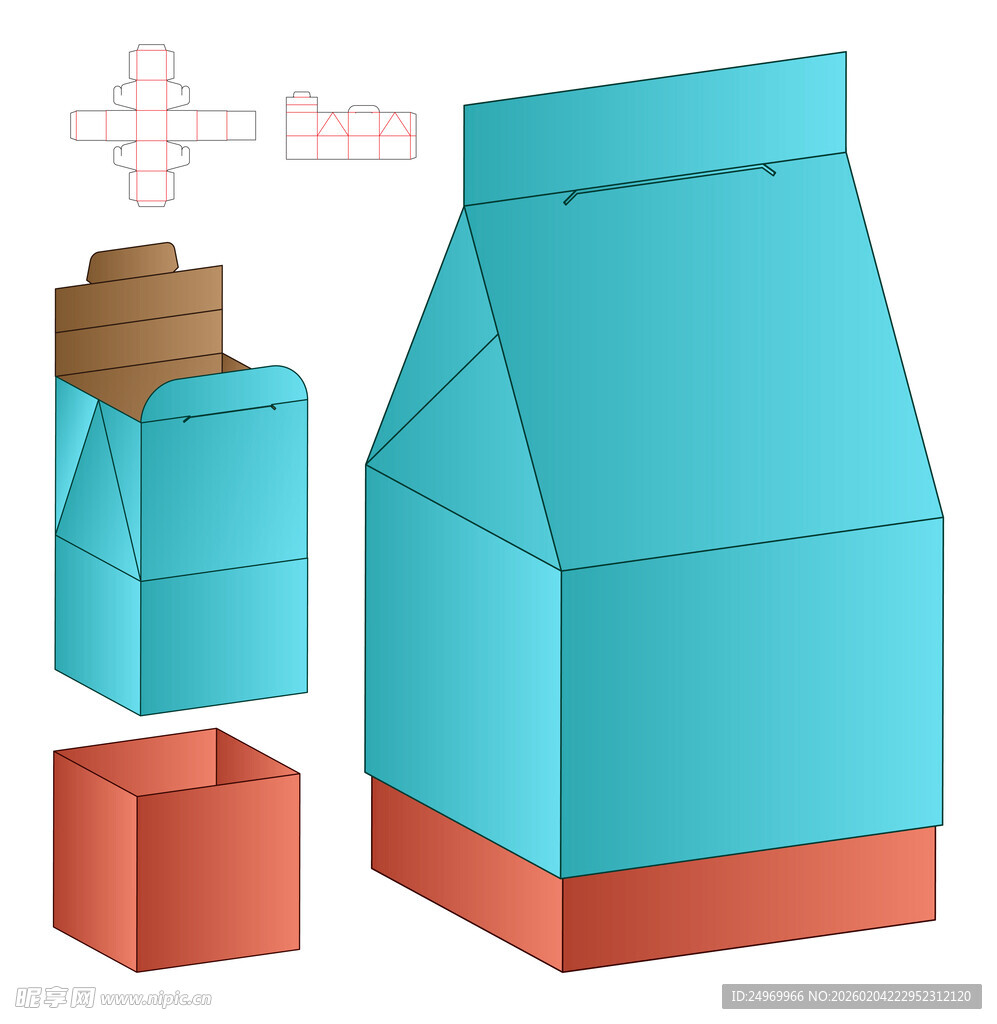 蓝色纸袋包装设计示意图