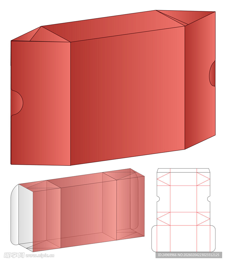红色包装盒展开图设计