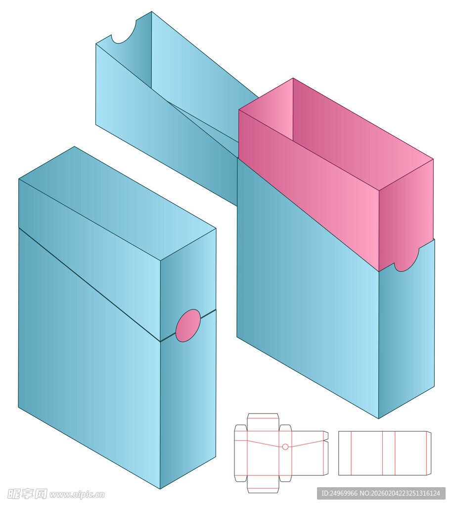 蓝色与粉色拼接立体结构