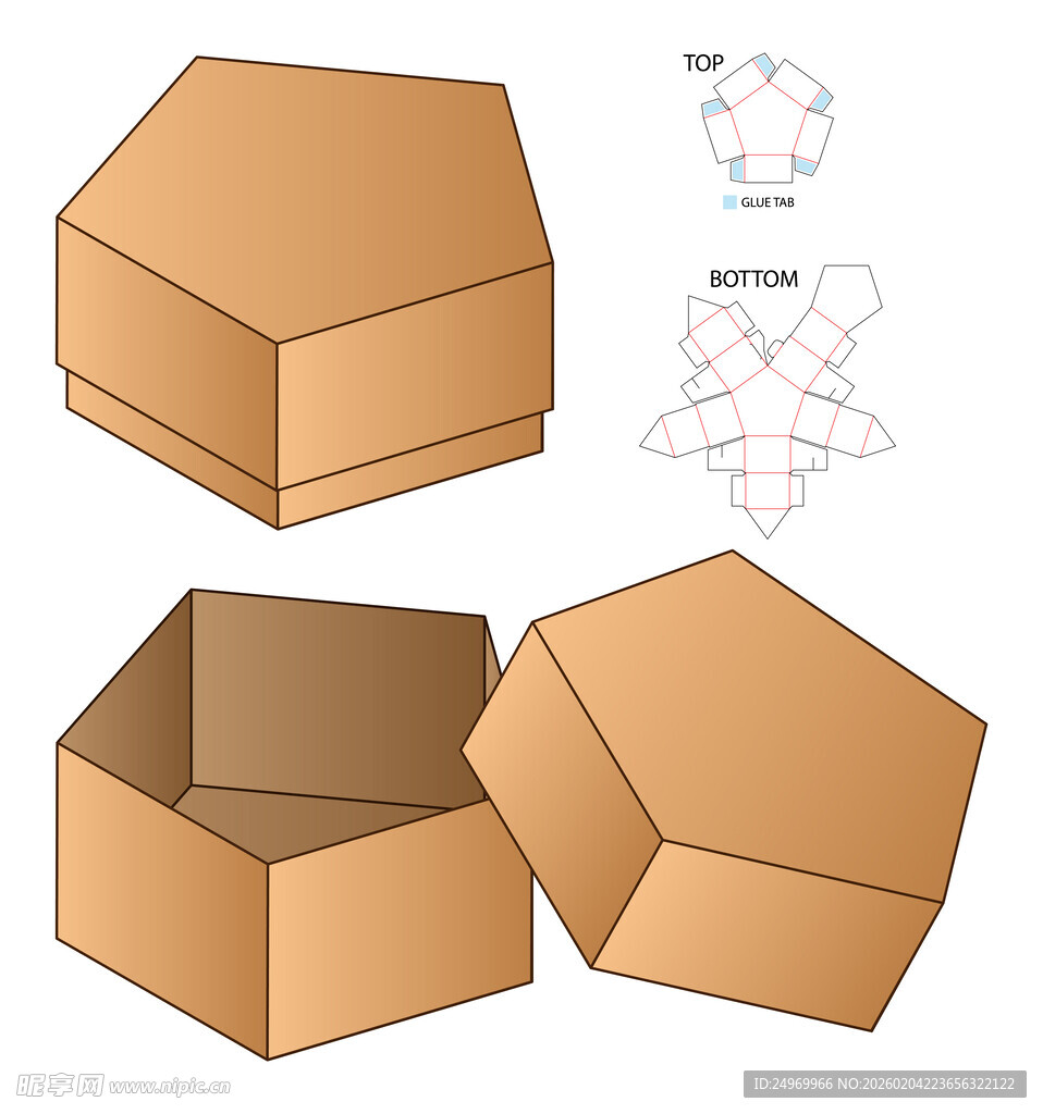 六边形纸盒设计与展开图