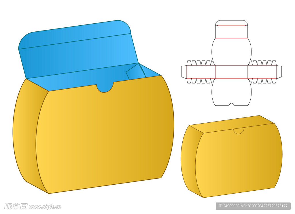 黄色纸盒设计展开图示例
