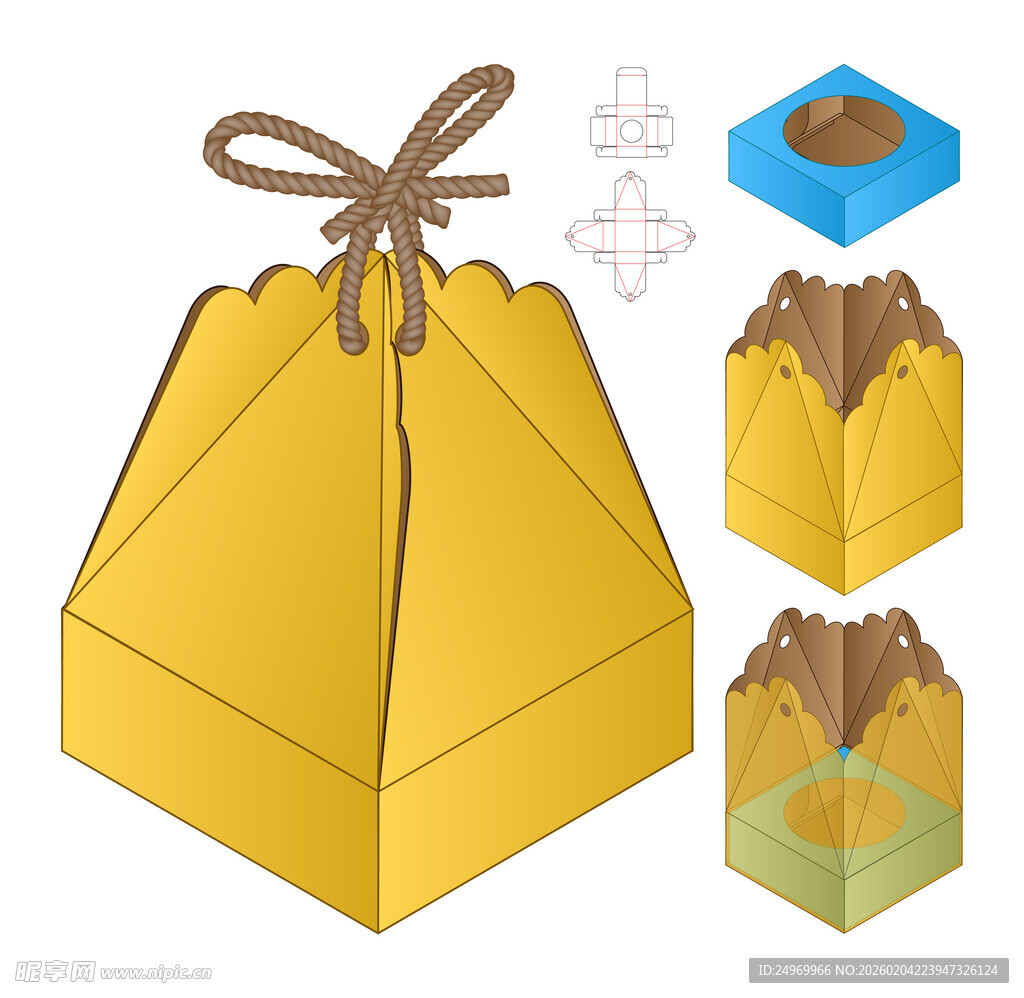 黄色礼品袋及拆解示意图