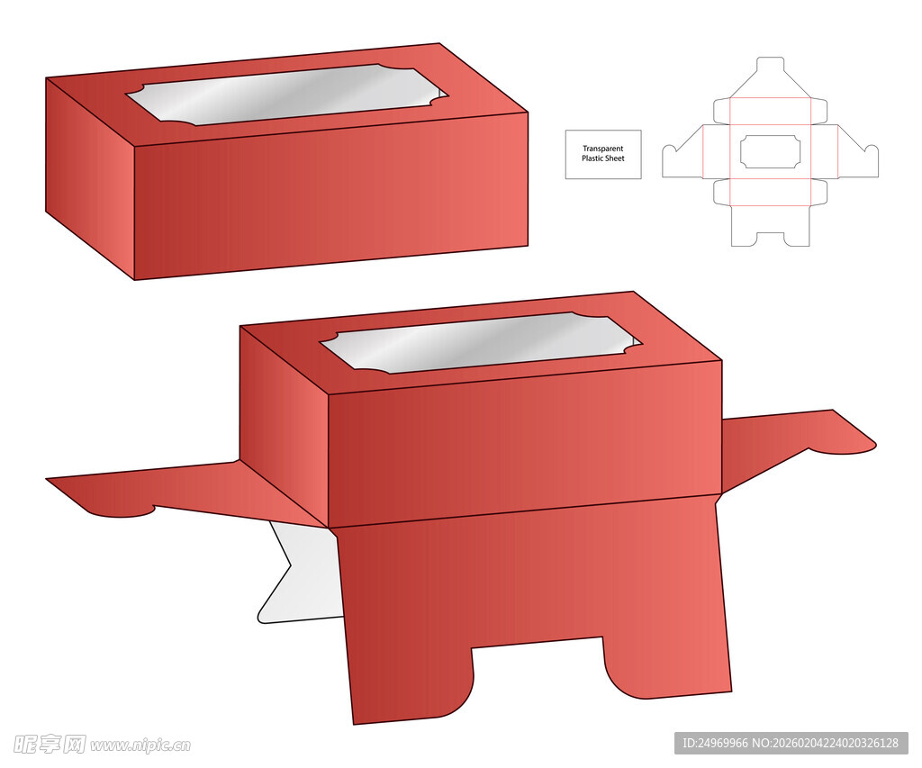 红色纸盒包装设计模型图