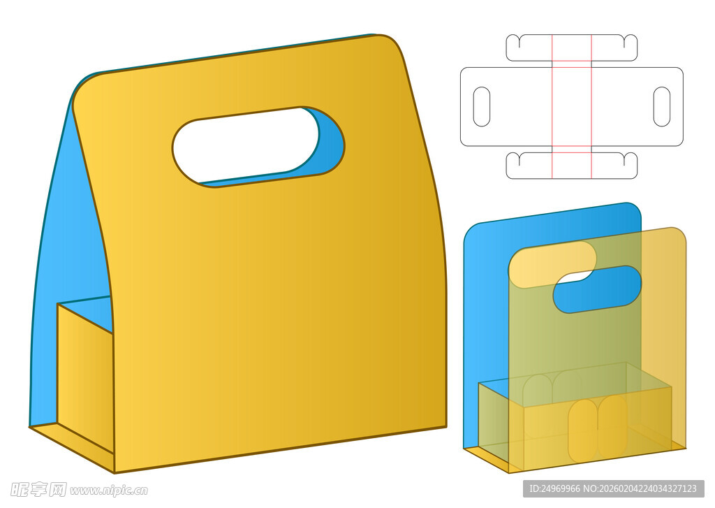 黄色手提袋设计展开图示例