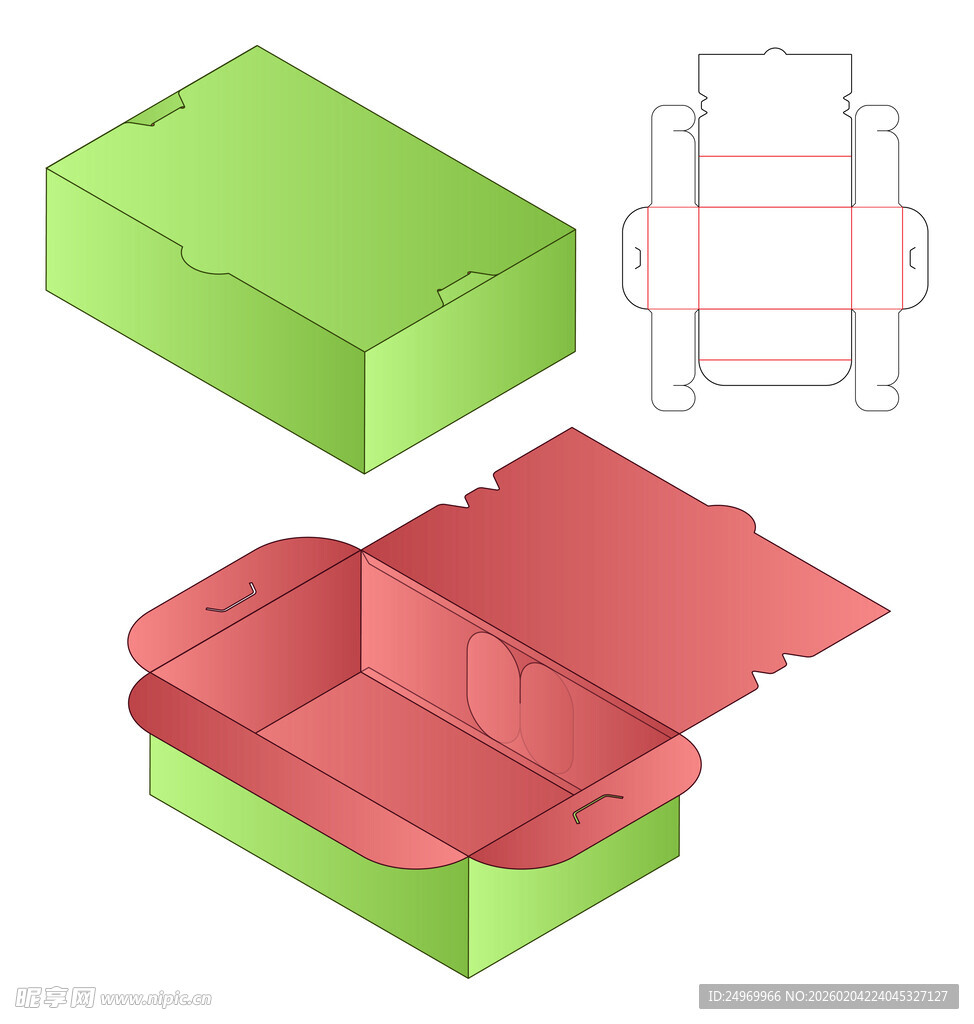 绿色包装盒展开结构示意图