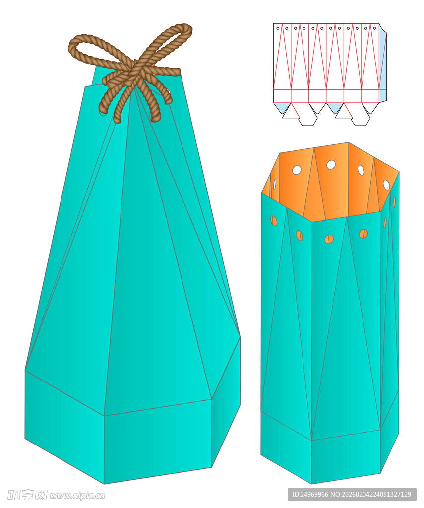 蓝绿色精美礼品纸袋展示