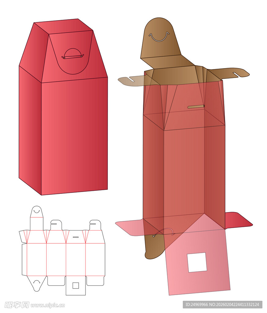 红色纸盒包装设计示例