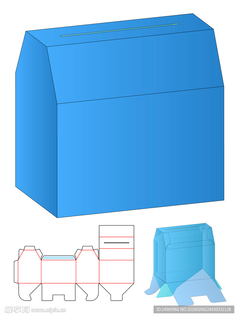 蓝色纸盒展开图及样式
