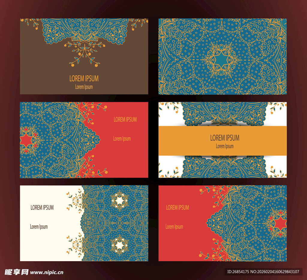 复古花纹名片设计集合