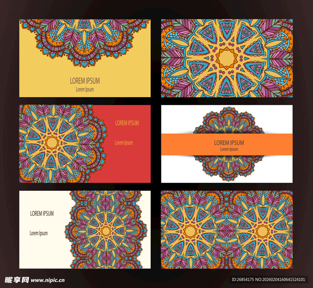 多彩曼陀罗图案卡片设计