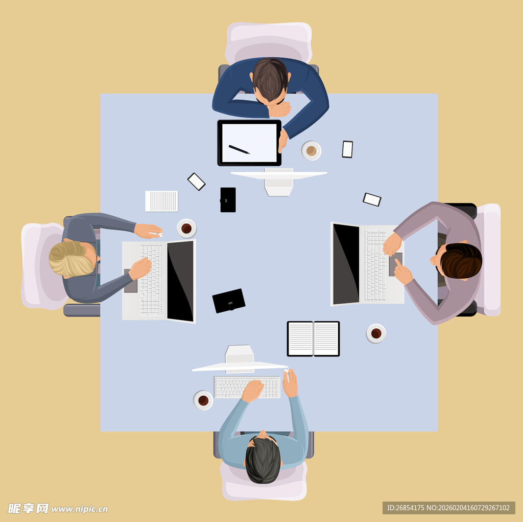 团队围桌开会交流场景